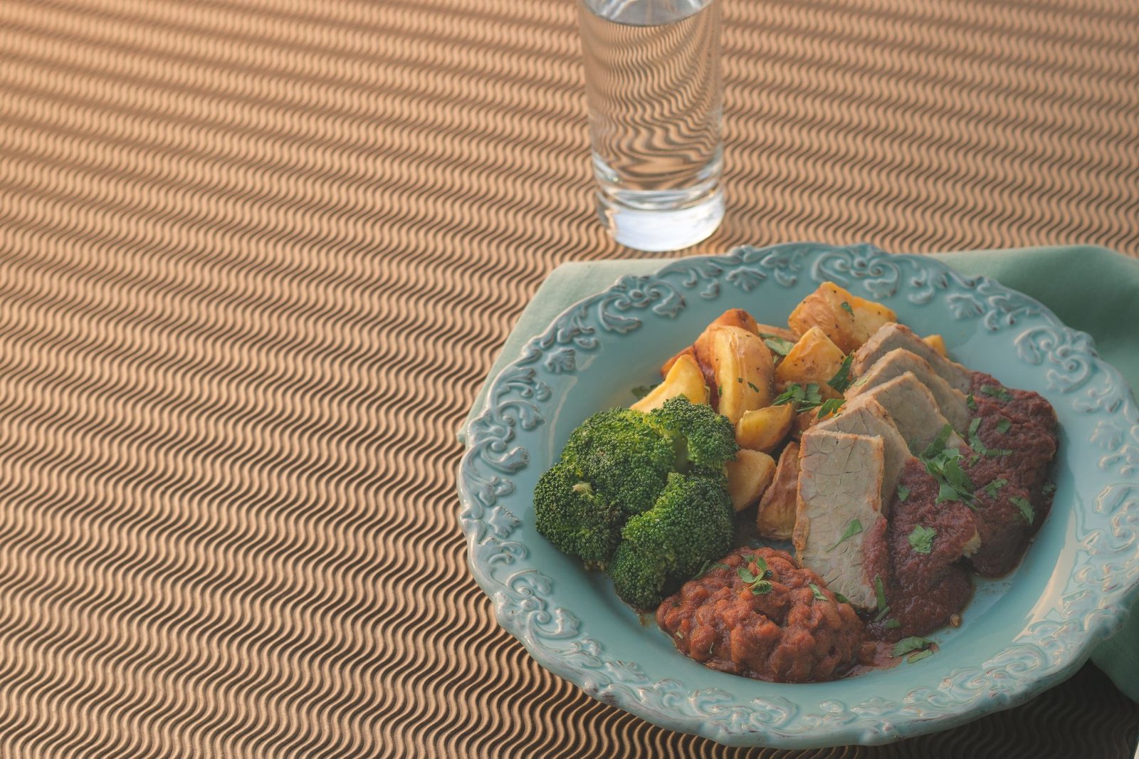 Prepared fitness meal with vegetables and protein