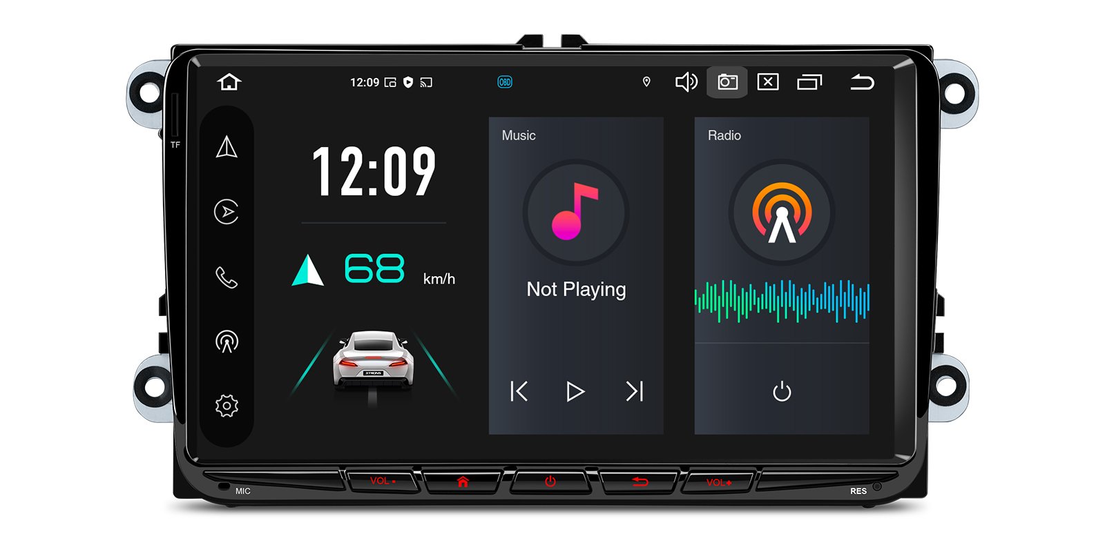 XTRONS touchscreen and dashboard controls forming an integrated in-car setup